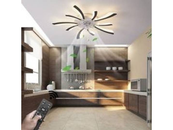 Plafonnier Ventilateur Moderne 78 cm avec Éclairage LED Intelligent Silencieux 3 Températures de Lumière et 6 Vitesses Noir