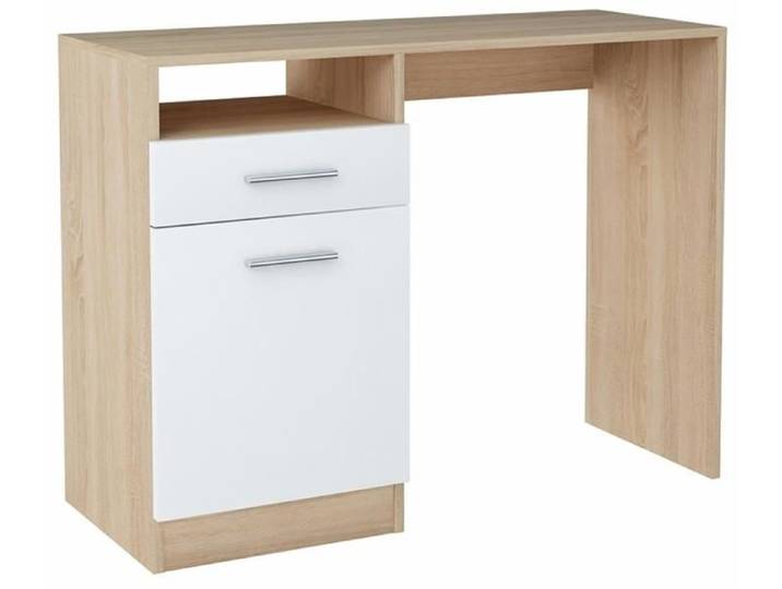 Bureau Informatique avec Rangement Tiroir Blanc-Sonoma - Table d'ordinateur Style contemporain - 100 x 50 x 75 cm