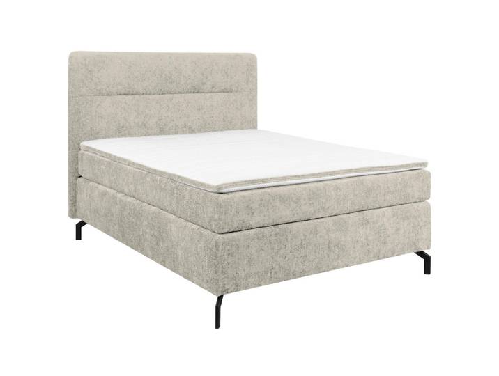 Boxspringbett, Beige, 140x200 cm, Textil, Inklusive Topper, Modern