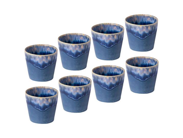 Costa Nova Kaffeetassenset Grespresso, Blau, Keramik, 8-teilig, 210 ml, Handmade in Europe, Kaffee & Tee, Tassen, Kaffeetassen-Sets