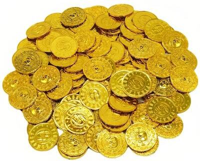 Inspired Living Retro Pirate Treasure Coins Fake Gold Coins For Treasure Hunts & Party Favors gold 50pcs