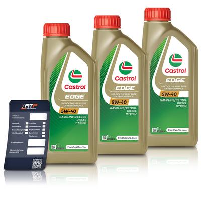 Castrol 3x 1 L EDGE 5W-40 + Ölwechsel-Anhänger [Hersteller-Nr. 15F7D5]
