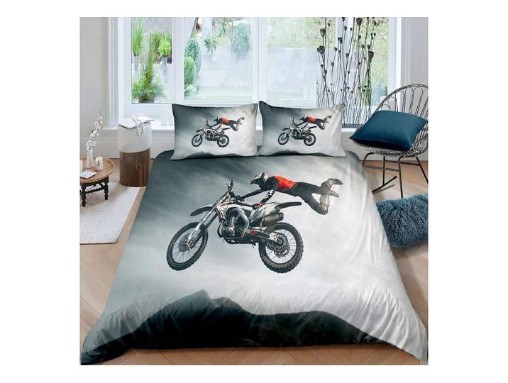 LuxusKollektion Kinderbettwäsche Bettwäsche 155x220cm Motocross Kinder Jungen