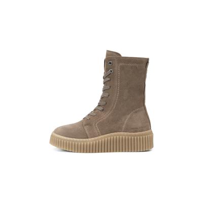 Schnürboots MARC O'POLO "Model Bianca 55", Damen, Gr. 38, braun, Veloursleder, unifarben, Schuhe Schnürboots, Schnürstiefelette, Plateauboots mit Ziernähte