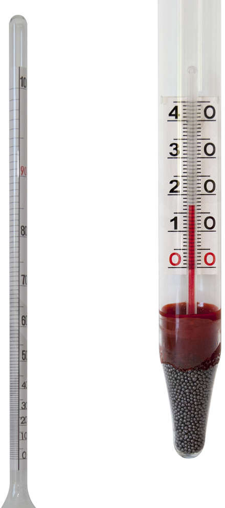 Polsinelli Alcoomètre longue avec thermomètre