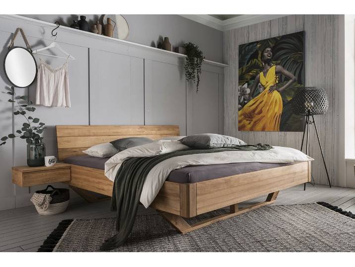 Doppelbett Überlänge 'Mona' 180x220cm Wildeiche geölt