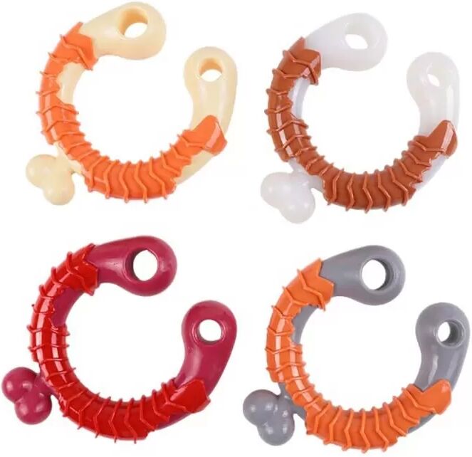 INF Nylon & TPR Beißring für Hunde - Langlebiges Kauspielzeug zur Zahnpflege & Beschäftigung Orange