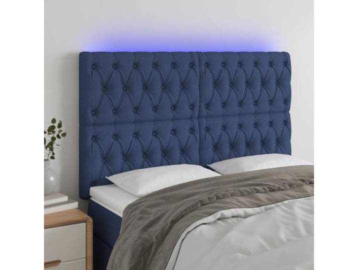 Tête de Lit à LED Meuble de Chambre à Coucher Accessoire de Lit Double Tête de Cadre de Lit Intérieur Bleu 3122764
