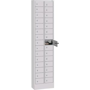CP-Möbel Schließfachschrank Intro S4000, lichtgrau, 30 Fächer, Stahl, 46 x 195cm, mit Zylinderschloss