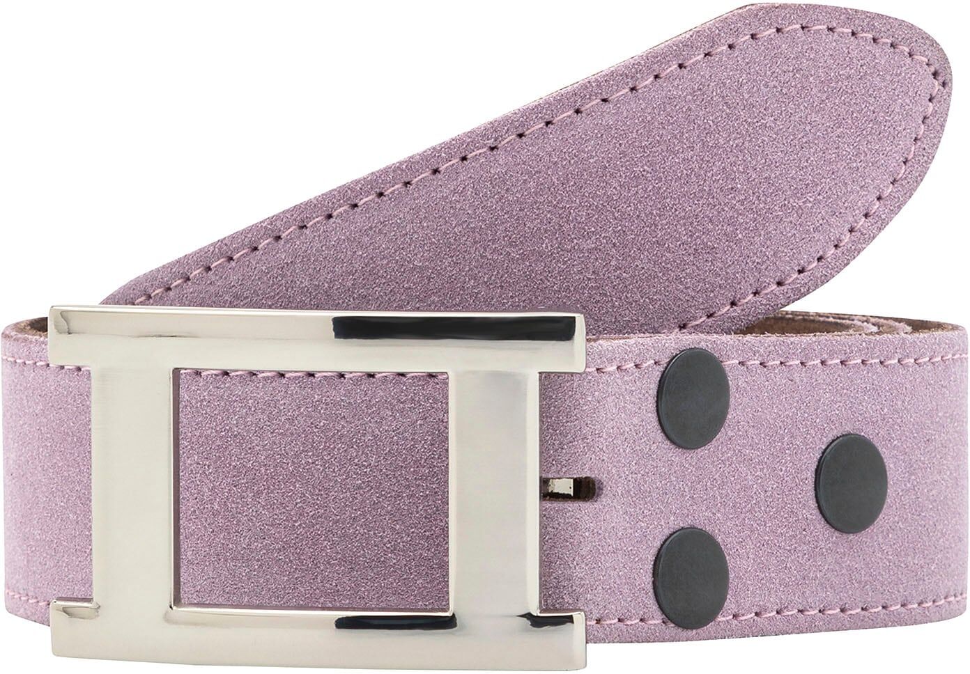 Ledergürtel RETTUNGSRING GÜRTEL, Damen, Gr. 85, lila (lavendel), Leder, unifarben, Basic, Gürtel Ledergürtel, Rettungsring Ledergürtel »Alaska« Creme Filigran silberfarben lavendel 85