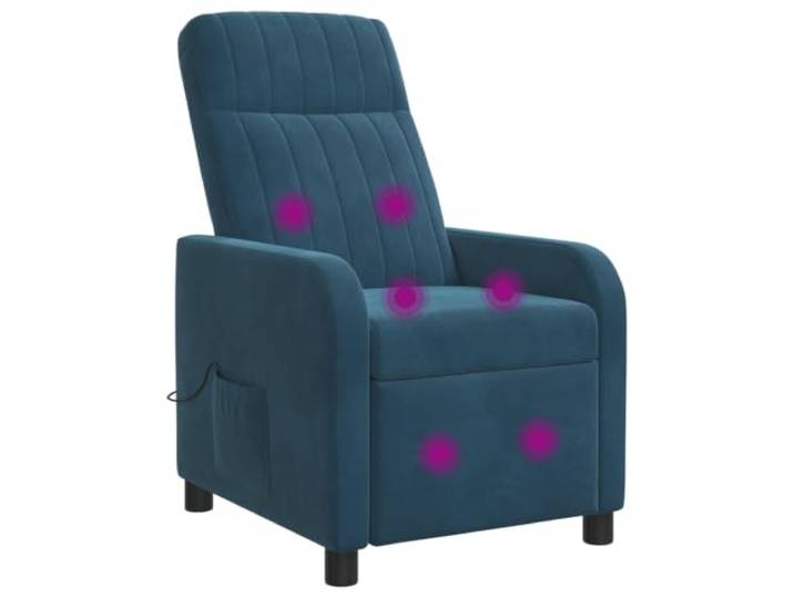 NLQMSU Massagesessel, neigbar, Veloursblau 6 Massagepunkte, Fernbedienung, Neigung 115°-160°, höhenverstellbar, flache Armlehnen, Rahmen aus Metall und Holz