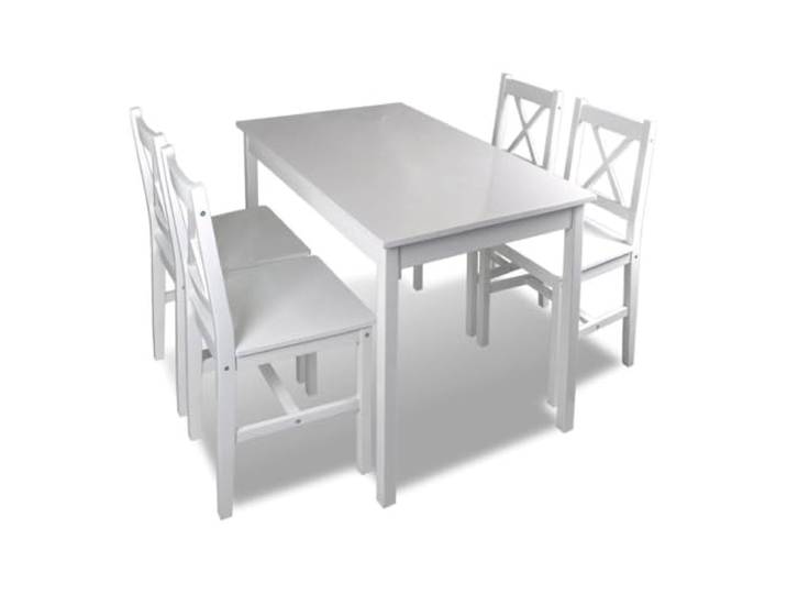 Helloshop26 Esstisch-Set, 108 cm, aus Kiefernholz, mit 4 Stühlen, Weiß 0902031