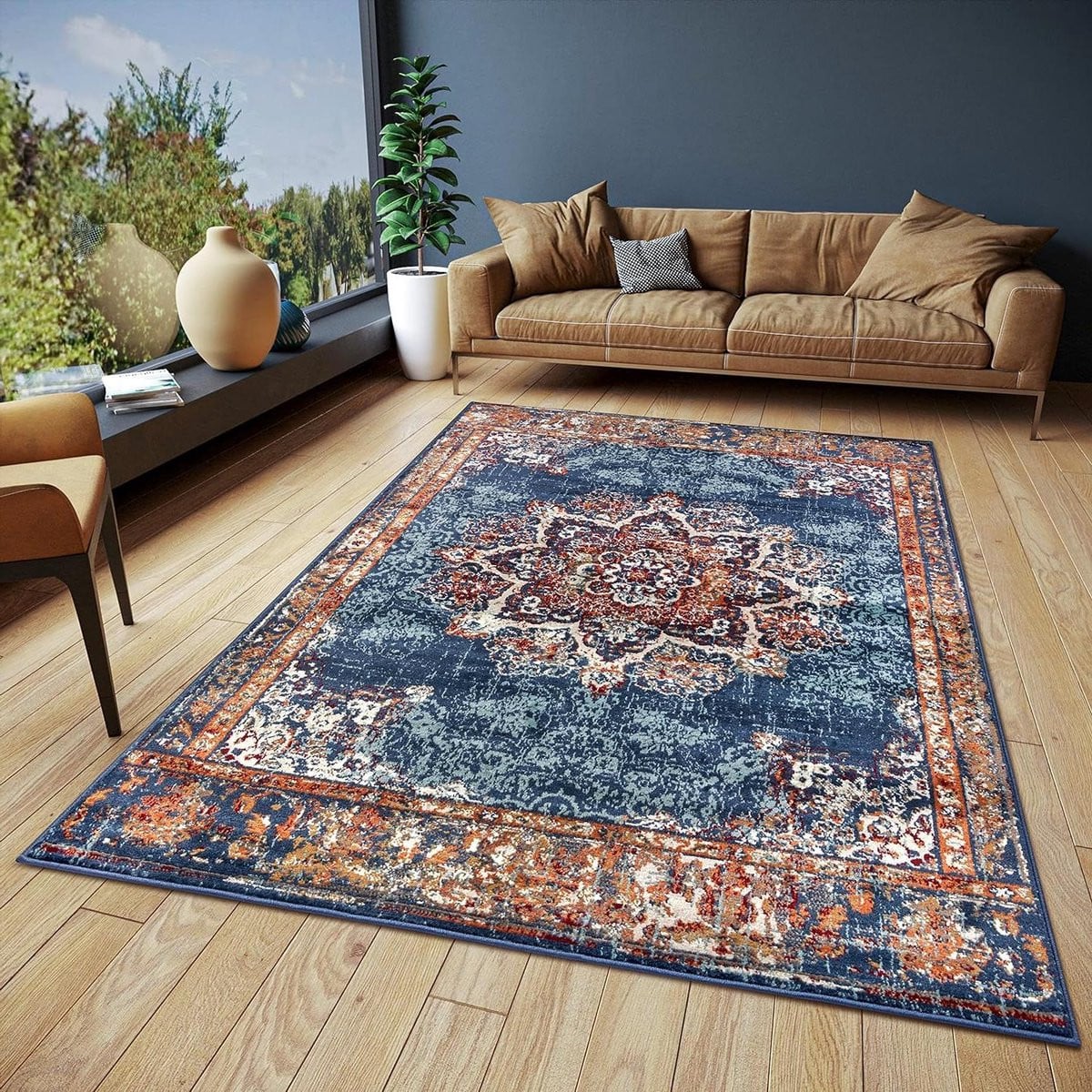 Klassiek Oosters tapijt loper - Blauw - 80 x 120 cm