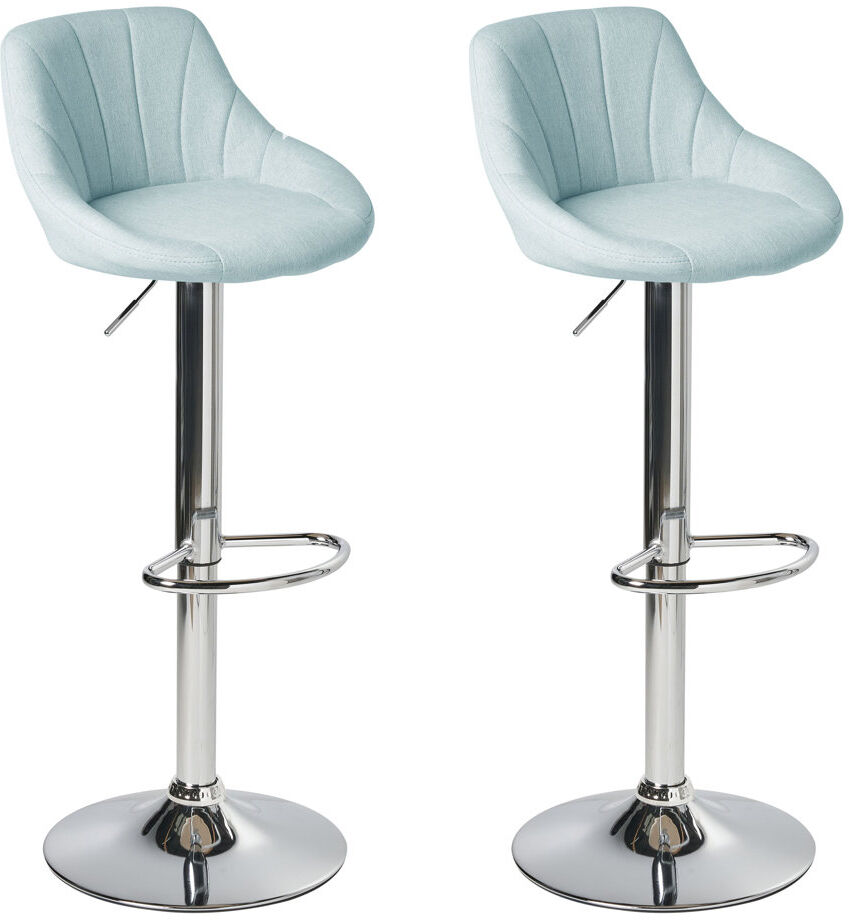 Metro Swivel Upholstered Adjustable Height Bar Stool Blue 47cm W X 52cm D