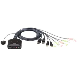 Aten CS22DP: USB DP KVM Switch, 2Port, KVM Switch, Schwarz
