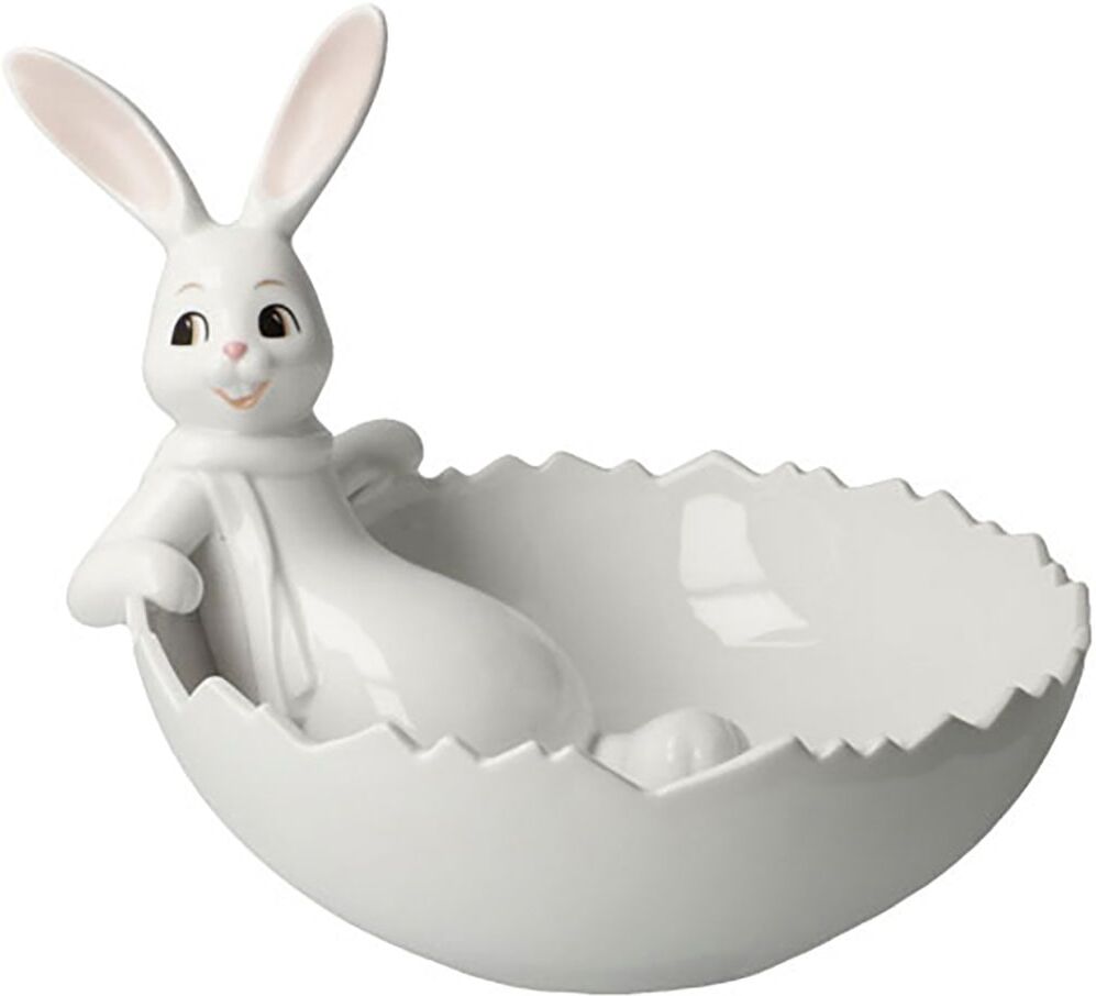 Osterhase GOEBEL "Figur Hase mit Schale Snow White - Sweets for my Sweet", weiß, B:20cm H:16cm T:16cm, Porzellan, Dekofiguren, Osterhase, Osterfigur, Dekofigur, Ostern, Osterdekoration