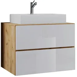 Waschtischkombi Lendas 2-tlg. ca. 80 cm Weiß/Honigeiche