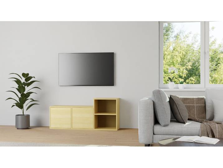 Asymmetrisches Sideboard aus Birke Birke Natur geölt