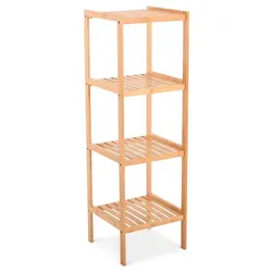 Badregal & Standregal, Bambus, 4 Böden, 110 cm hoch,Standregal aus Holz & Aufbewahrungsregal für Bad, Küche oder Wohnraum | Raburg Keda