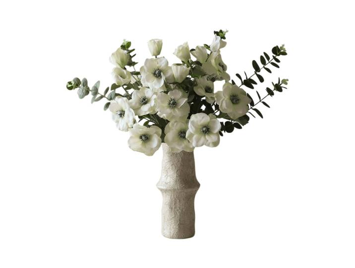 Botané Bouquet artificiel White Satin Anemon-eucalyptus 9 pcs