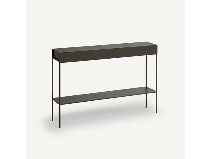 AM.PM Console double plateau métal acier used, Fébée Gris Gun Métal
