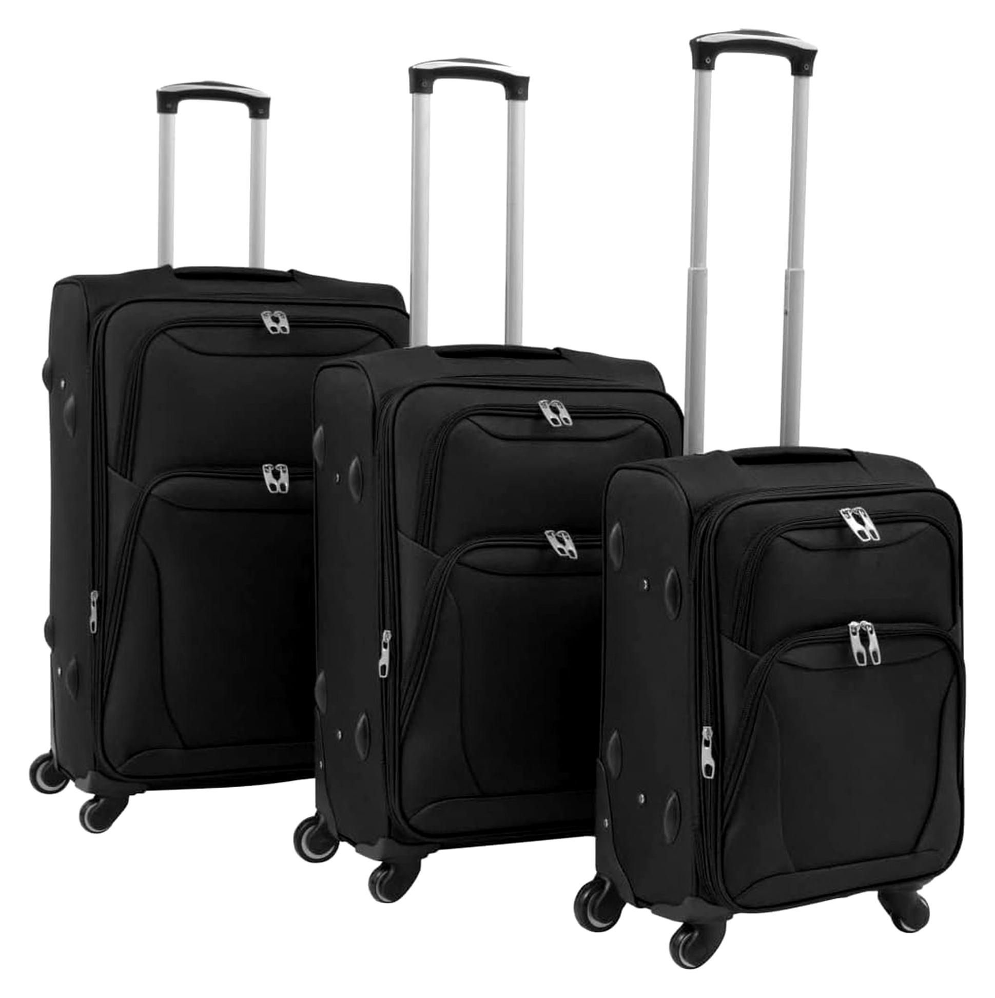 3-teiliges Weichgepäck Trolley-Set in Schwarz