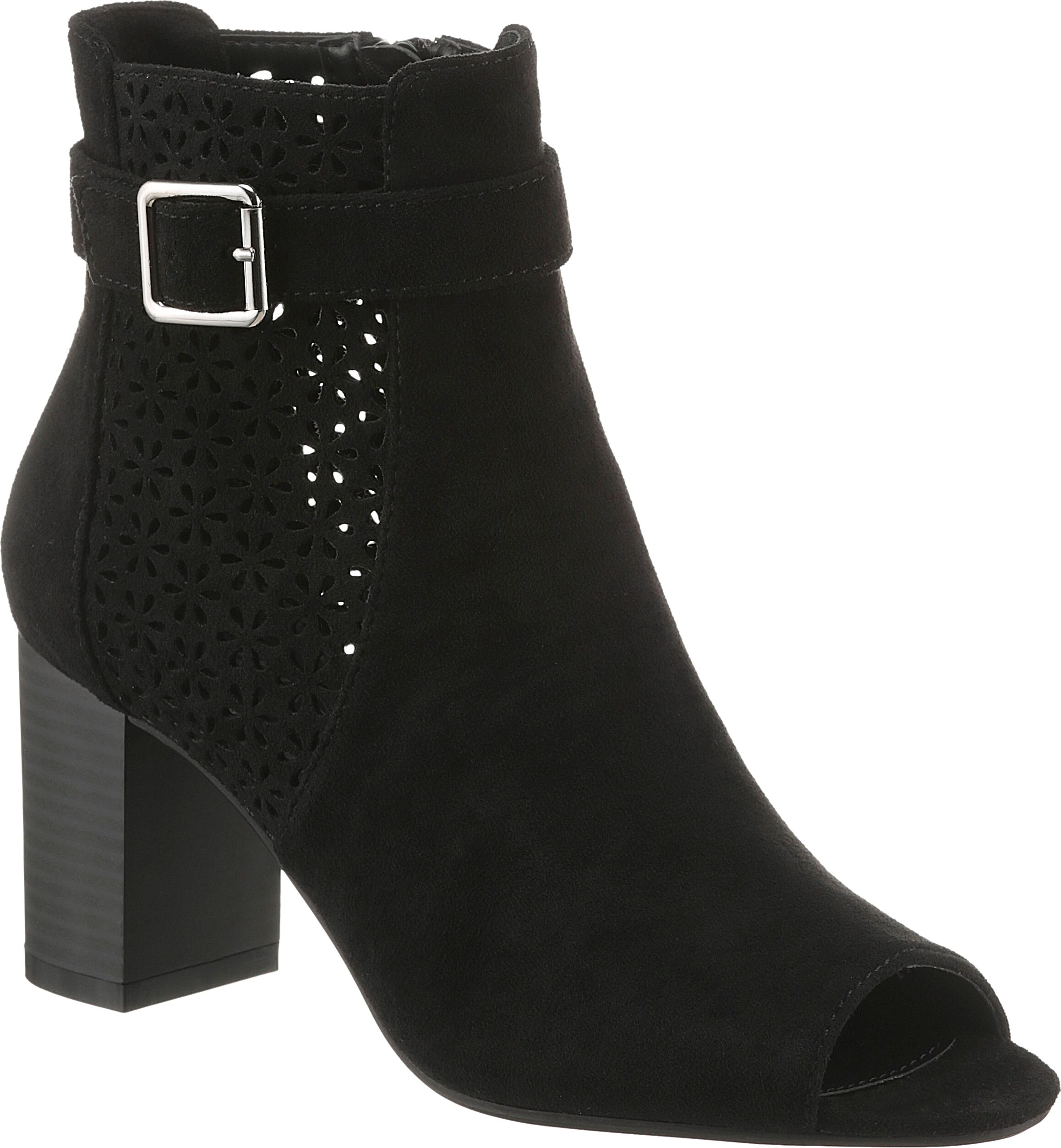Stiefelette ANISTON SHOES, Damen, Gr. 40, Synthetik, schwarz, Velourslederimitat, Schuhe Stiefelette, Abendstiefelette, Frühlingsschuh, Zierschnalle schwarz 40, Synthetik