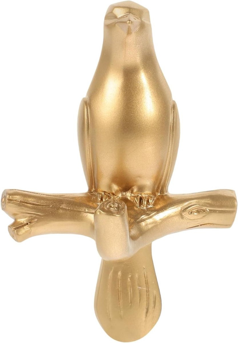 Gouden Wandhaak Vogelvorm - Decoratieve Kapstok van Hars - 105 cm