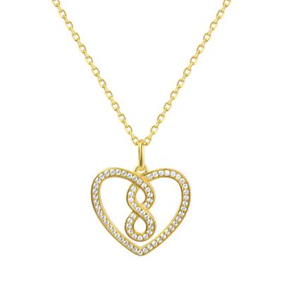 Kette mit Anhänger VIVANCE "925 Sterling Silber vergoldet Herz Zirkonia", gelb, Halsketten, Damen, 44cm, Silber 925 (Sterlingsilber), L: 44 B: 19mm, glänzend, B:19mm