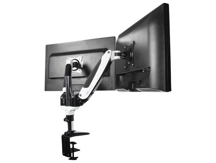 Mid.you Monitor-Halterung, Weiß, Schwarz, Metall, 66x34x32 cm, breitenverstellbar, höhenverstellbar, Büromöbel, Schreibtische, Schreibtischzubehör