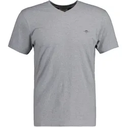 GANT Herren T-Shirt V-Neck, Slim Fit - SLIM SHIELD V-NECK T-SHIRT, Kurzarm, Cotton Grau / L