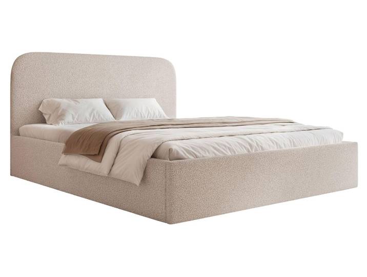 Selsey Sonvivo - Lit capitonné 180x200 avec chevet\, bouclé\, greige