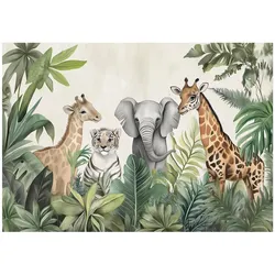 FOTOTAPETE Kinderzimmer Dschungel Tiere 150x105