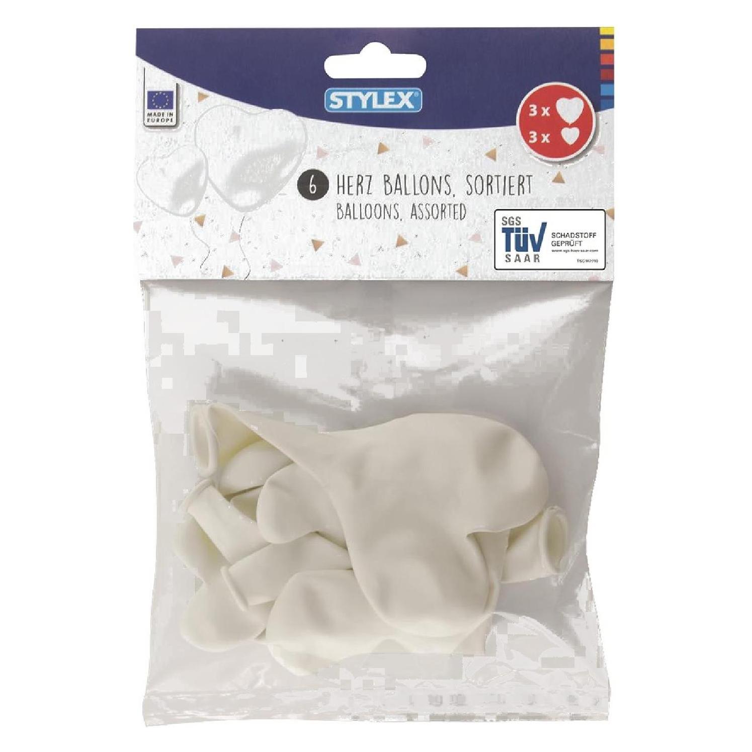 Stylex Luftballon Herz 6ST weiss (6x) (14762)
