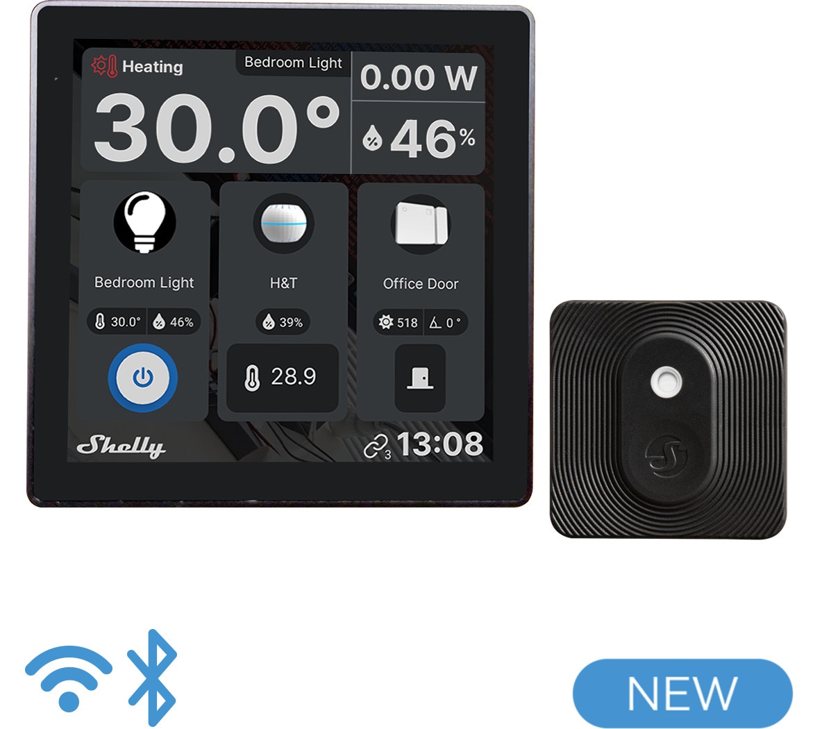 Shelly Unterputz Wall Display Black + Blu H&T Black Thermostat Smart-Home-Disply