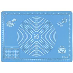 Wenko Backmatte mit Teigrolle, -schaber, Rezepten, aus Silikon, blau, mit cm-Maßskala, backofenfest, antihaftend, 70 x 50 cm