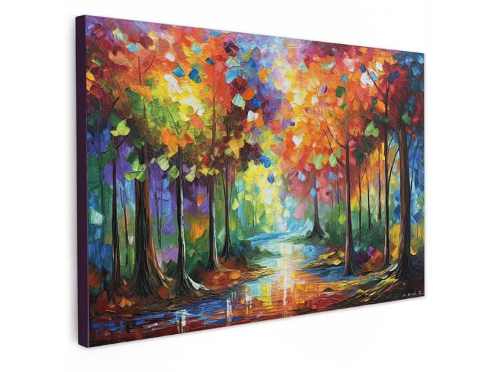 LEINWANDBILD Landschaft - Wald - Farben - Natur Gemälde 60x40 cm