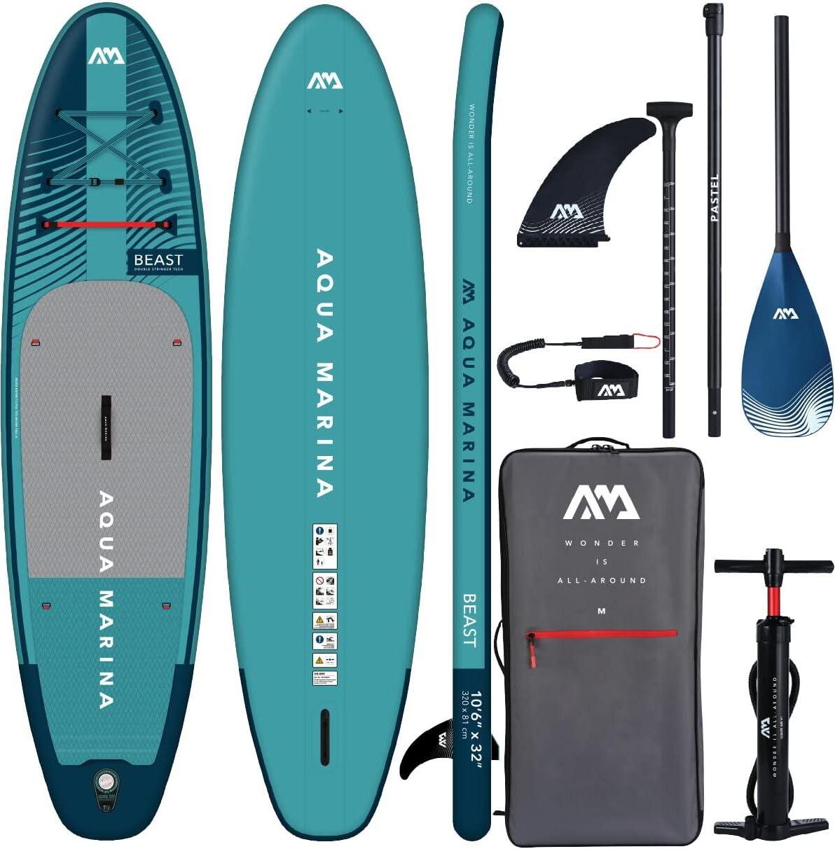 Aqua Marina Beast, Aufblasbares Kajak, 1 Person(en), 140 kg, Hellgrau, Türkis, EVA (Äthylen-Vinylazetat), Polyvinylchlorid (PVC), 3200 mm