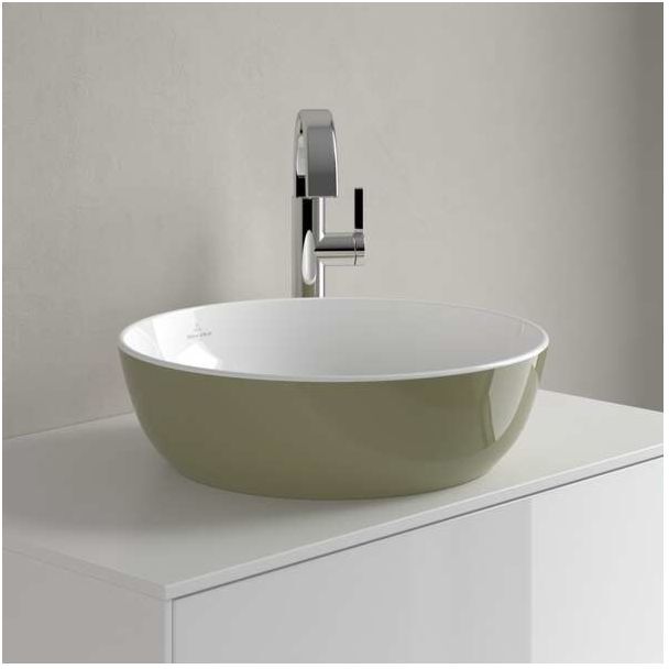 Villeroy und Boch Artis Aufsatzwaschtisch 417943BCS8 430 x 430 x 130 mm, ohne Überlauf, Sage Green