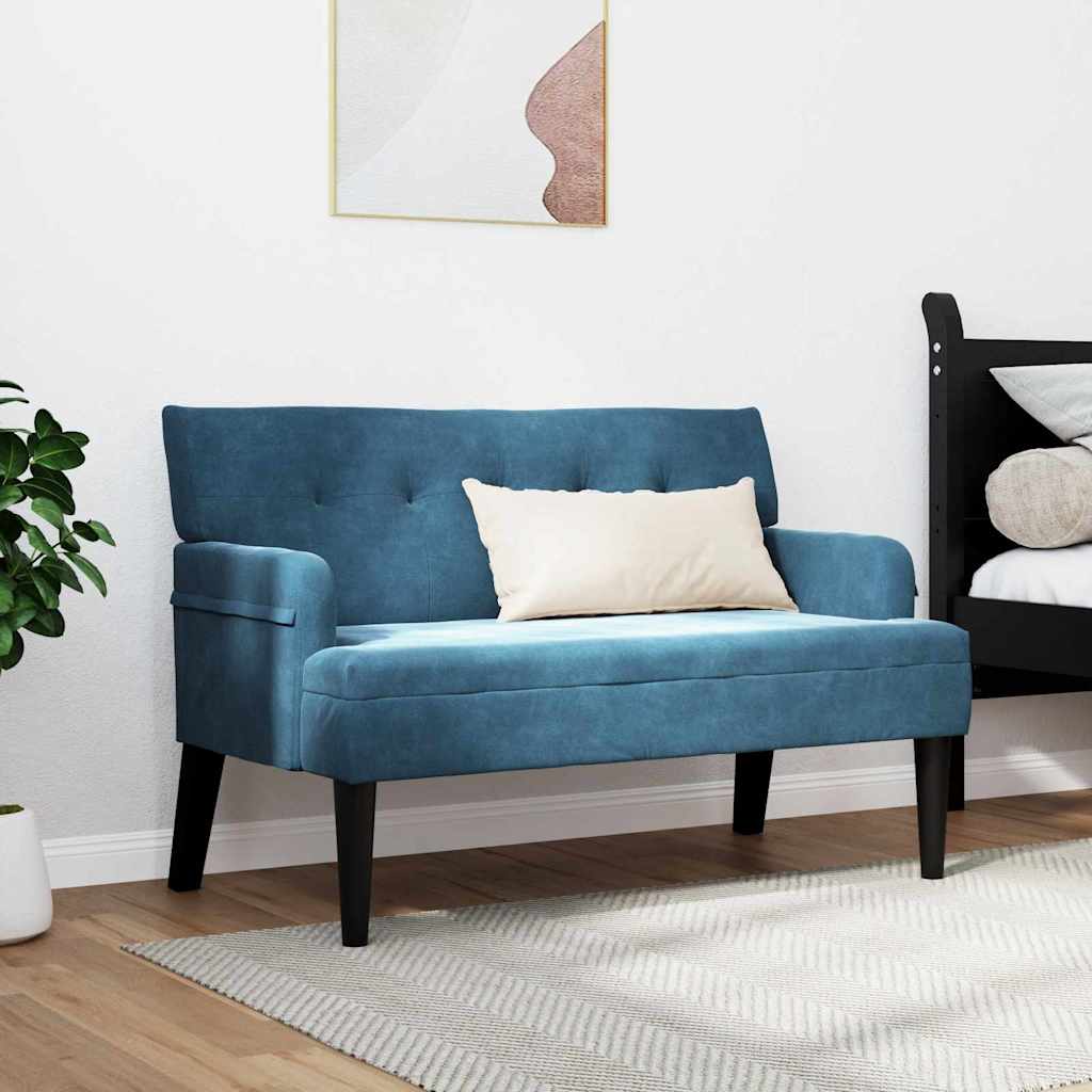 vidaXL Chesterfield Bench Bleu 112 x 65,5 x 75 cm Velours