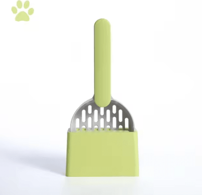 Inspire Curations Long Handle Cat Litter Scoop Set With Storage Base grey Green