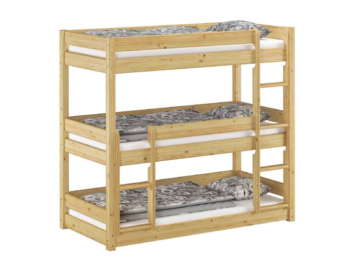 Dreier Etagenbett für Erwachsene 90 x 200 cm Kiefer Massiv