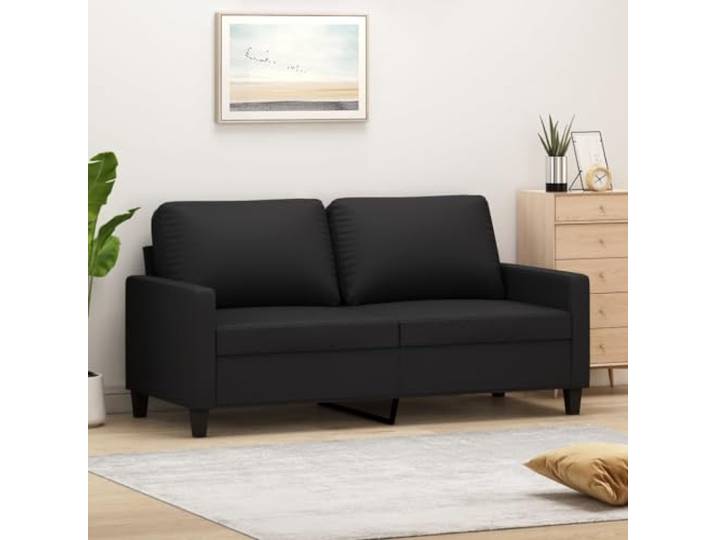 mtlskopl 2-Sitzer-Sofa 158 cm Schwarz Kunstleder Metallgestell Modernes Design Robust & Langlebig 110 kg Belastbarkeit für kleines Wohnzimmer Büro Flur Schlafzimmer