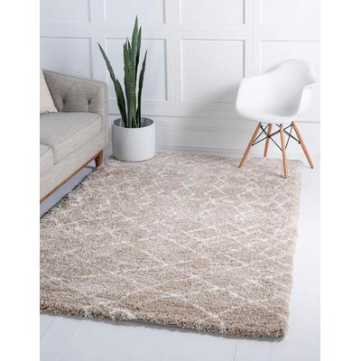 Hochflor-Teppich "Temara Shag, LAGERRÄUMUNG", braun (braun, elfenbeinfarben), B:122cm H:51mm L:183cm, Polypropylen (PP), MYFLAIR MÖBEL & ACCESSOIRES, Teppiche, gewebt, Scandi Design, ideal im Wohnzimmer & Schlafzimmer
