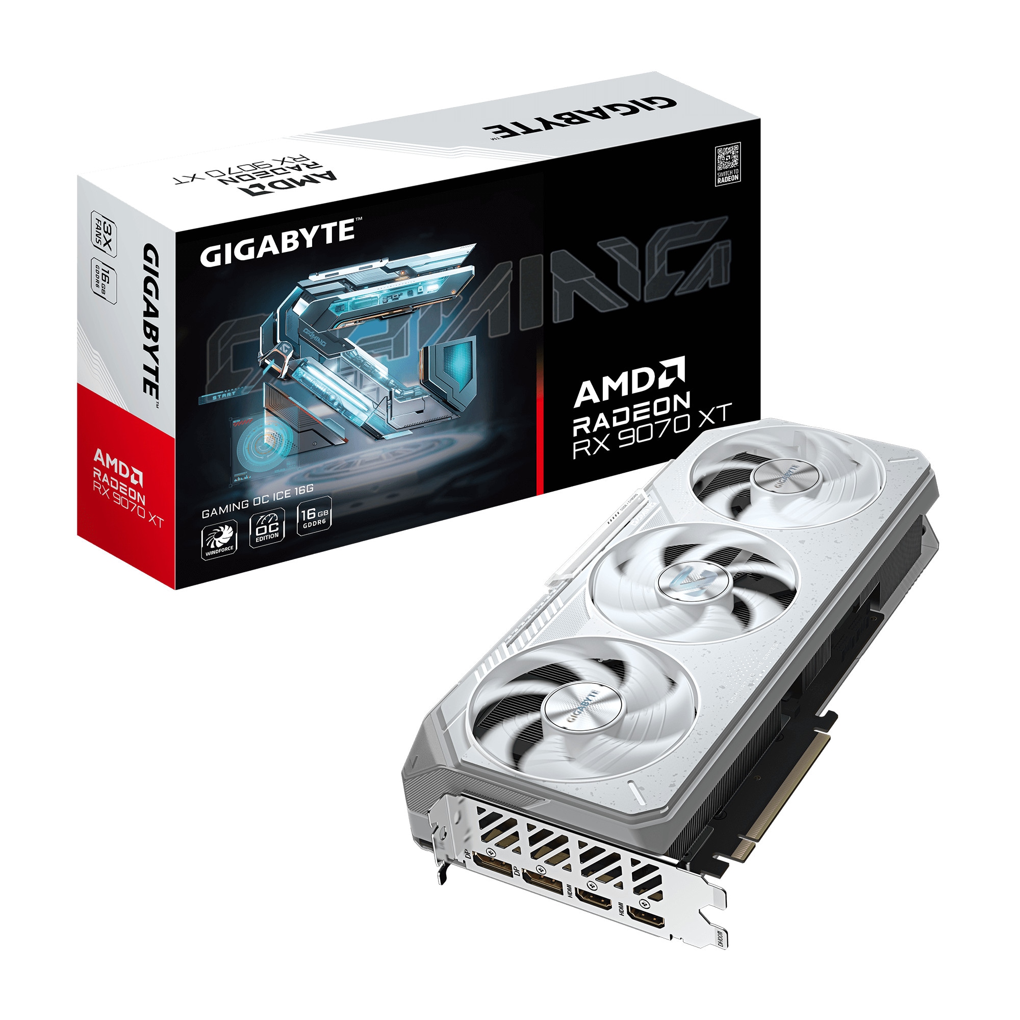 GIGABYTE Radeon RX 9070 XT GAMING OC ICE Grafikkarte 16 GB