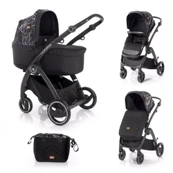 Lorelli Kinderwagen 2 in 1 California Babywanne Sportsitz Alurahmen Wickeltasche schwarz