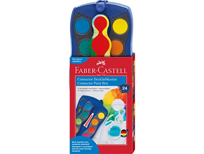 FABER-CASTELL - Connector-waterverfdoos, 24 kleuren, blauw