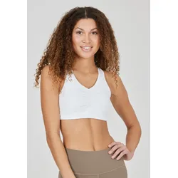 Sport-BH ATHLECIA "Fog", Damen, Gr. S, weiß, 75% Nylon, 25% Elasthan, unifarben, BHs Sport-BH, mit komprimierender Athlux-Technologie