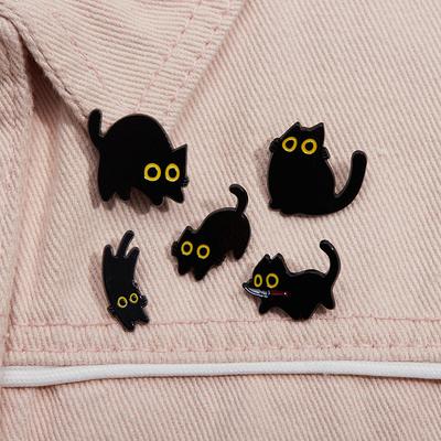 Discount Dollar Deals Black Cat Cinderella Brooch Cute Big Eyes Animal Metal Badge For Bags 3