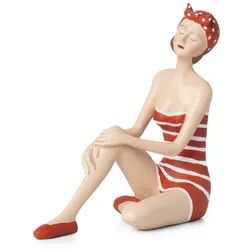 Moritz Deko Figur Badenixe mit Badeanzug 17 x 16 x 9 cm Schwimmbad Shabby Chic Dekoration Roter Badeanzug